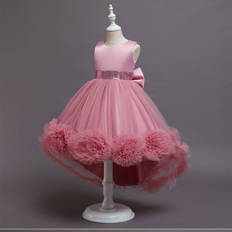 kids dress wave ball flower trailing skirt girl children's day kids program performance princess skirt baby dress