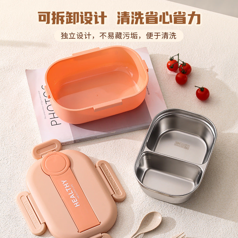 Cross-border 304 stainless steel lunch box, students go to work, thermal insulation canteen, portable grid, fast food box, heating bento