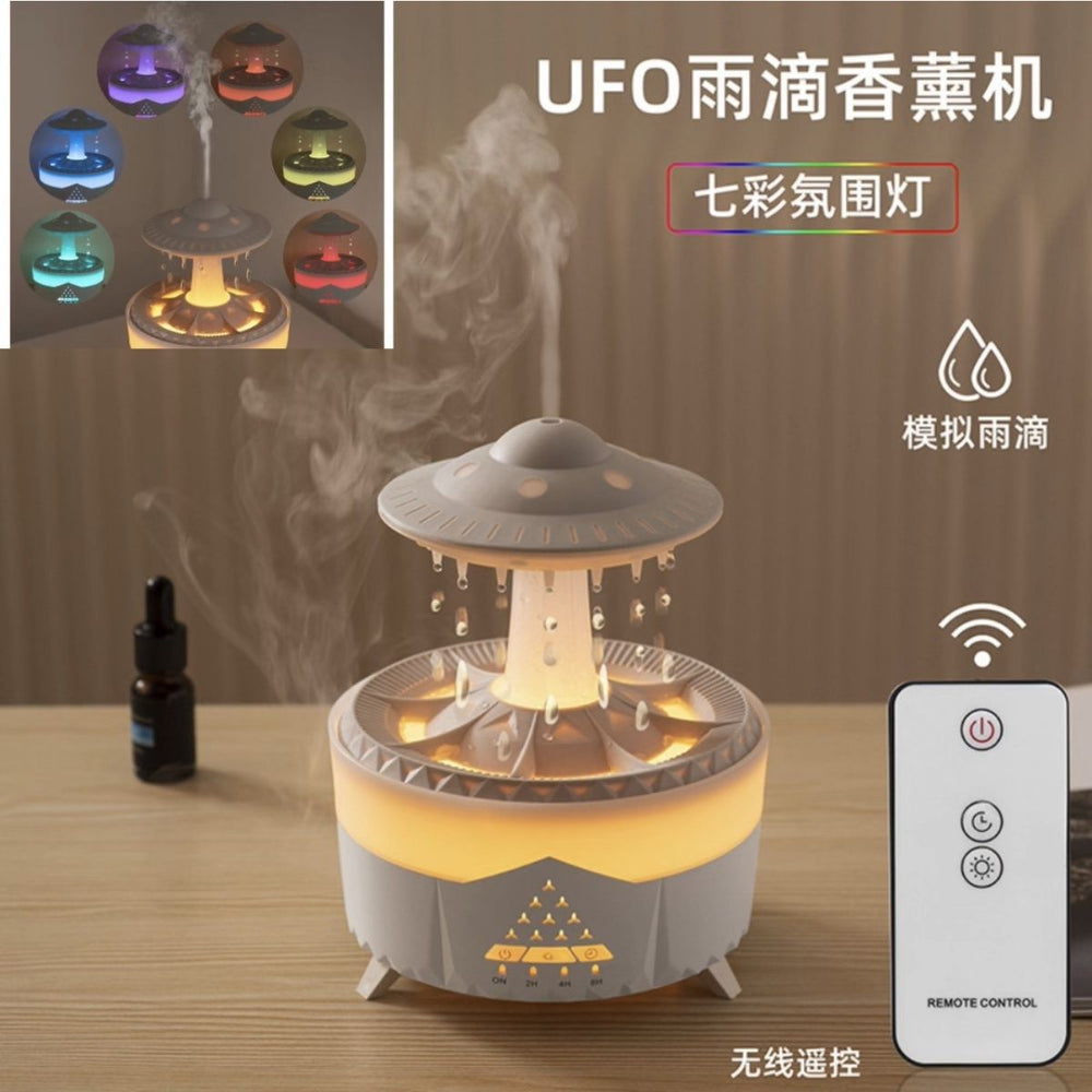 New colorful raindrop aroma diffuser - home bedroom night light, office desk silent remote control humidifier & air purifier