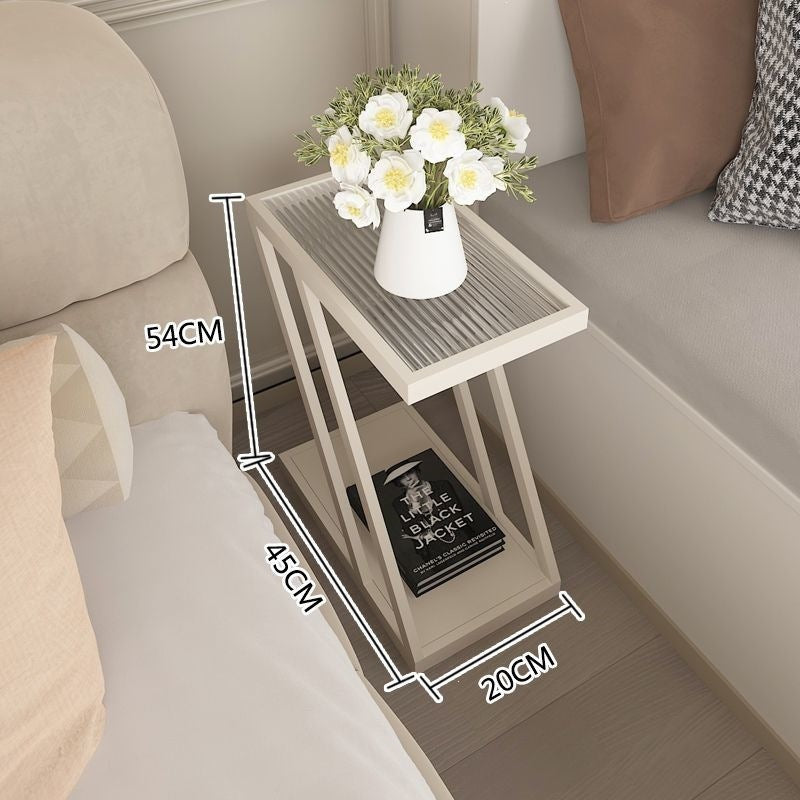 Extremely narrow bedside table casual bedroom bedside small slit storage rack accessible luxury sofa side table glass bedside table none