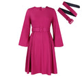 D418 women's foreign trade dress,  autumn/winter new collection, fashionable round neck, long sleeve, high waist, large skirt, solid color african dress