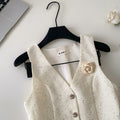 Xiaoxiangfeng socialiteclassysense stereo flower v neck sleeveless sequinvest women's layered outer shorttops