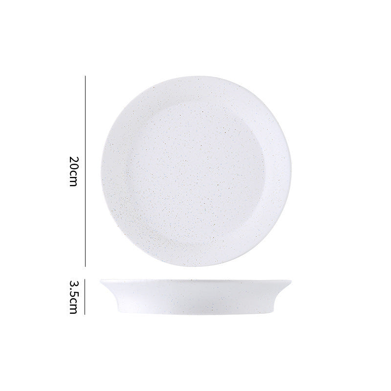 Minimalist blue & white polka dot ceramic dinnerware set - western dinner plates, restaurant & hotel quality ceramic tableware with polka dot design