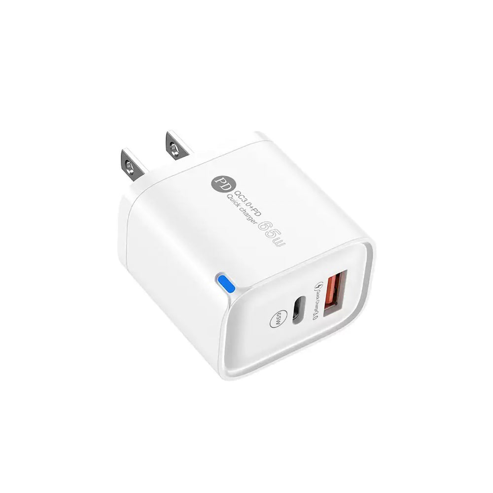 65w colorful led display a+c multi-port fast charging adapter, compatible with qc3.0 dual-port apple and android phone chargers