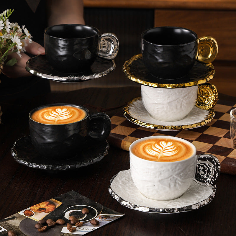 British classy sense ins ceramic relief cup and saucer niche style ceramic latte exquisite afternoon tea milk coffee cup and saucer