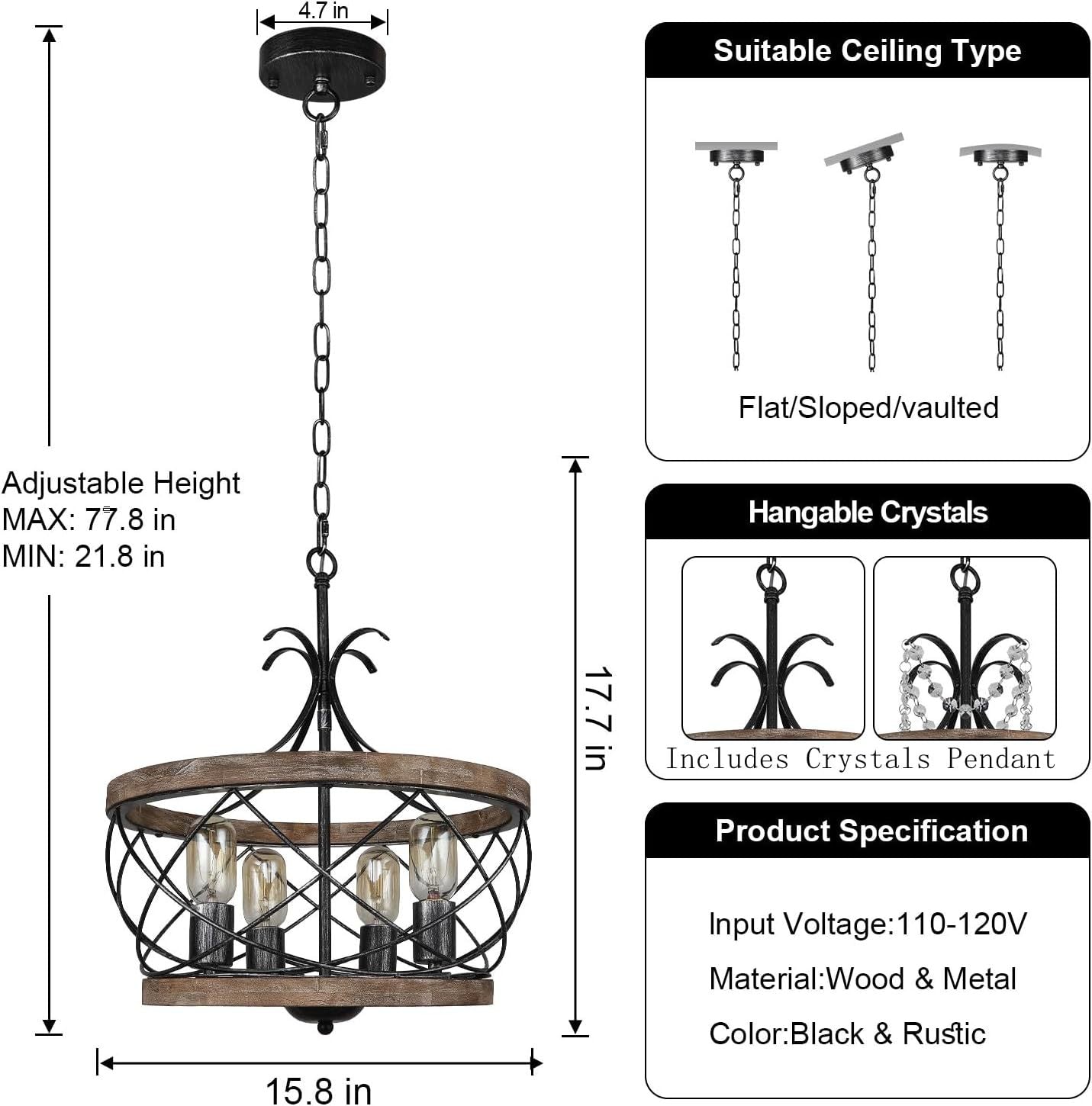 Cross-border special American solid wood country wrought iron chandelier, suitable for restaurant bar island lamp cafe lamp