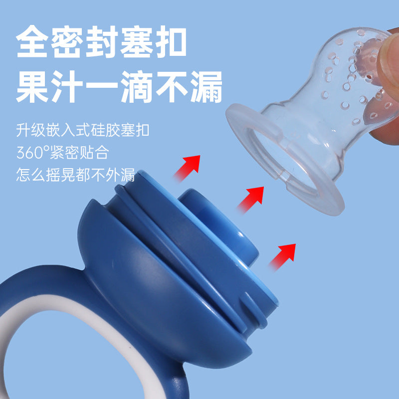 English card baby bite music fruit and vegetable music children's silicone pacifier penguin shape baby fruit complementary food bag factory