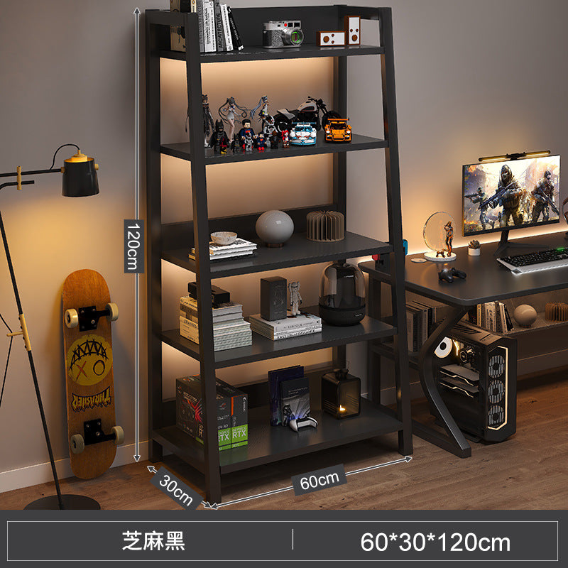 Shelf Floor-to-ceiling storage shelf Multi-layer bookshelf E-sports room Computer table Locker Wrought iron trapezoidal display shelf