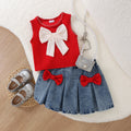 Kids clothing cross-border exclusive for european and american girls new arrival kids red vest + blue skirt baby