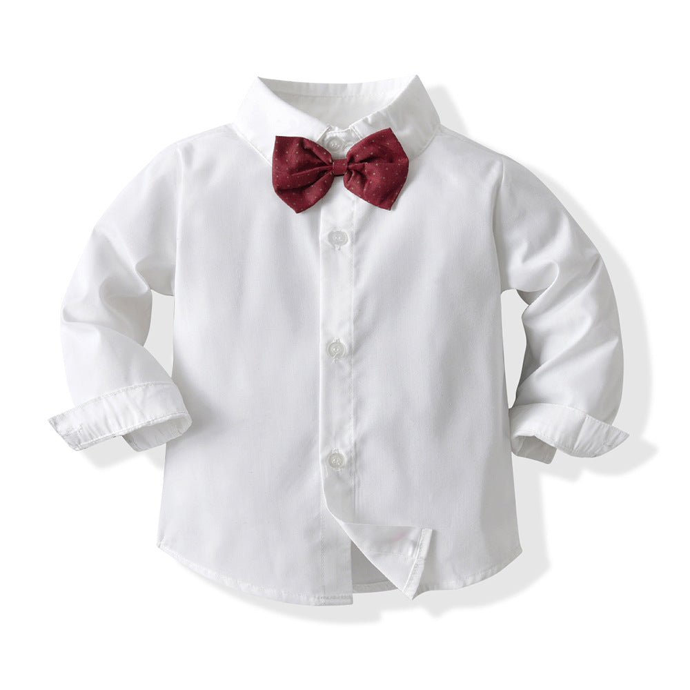 Boys' british style plaid vest, shirt, and overalls three-piece set - stylish outfit for baby boys' birthday parties and performances