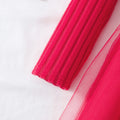Girls' ribbed knit dress with mesh floral appliqué