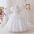 Girls' long mesh ball gown -  new collection - flower girl wedding dress, evening gown, elegant and graceful attire