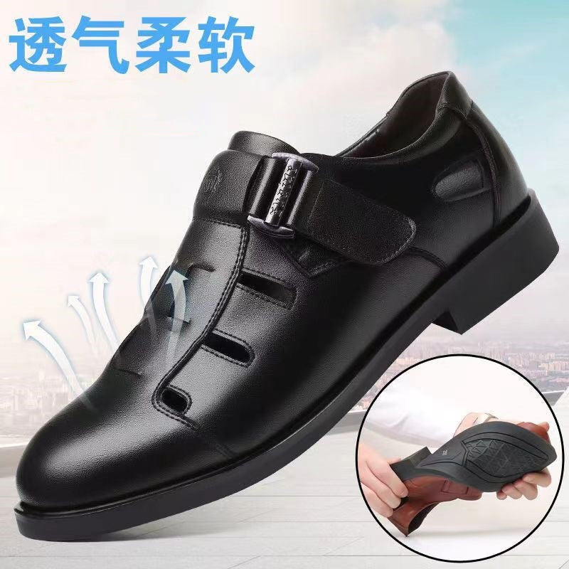 New arrival business hole cool leather shoes men's casual wedding groom british sandals summer breathable youth pointed toe men's shoes