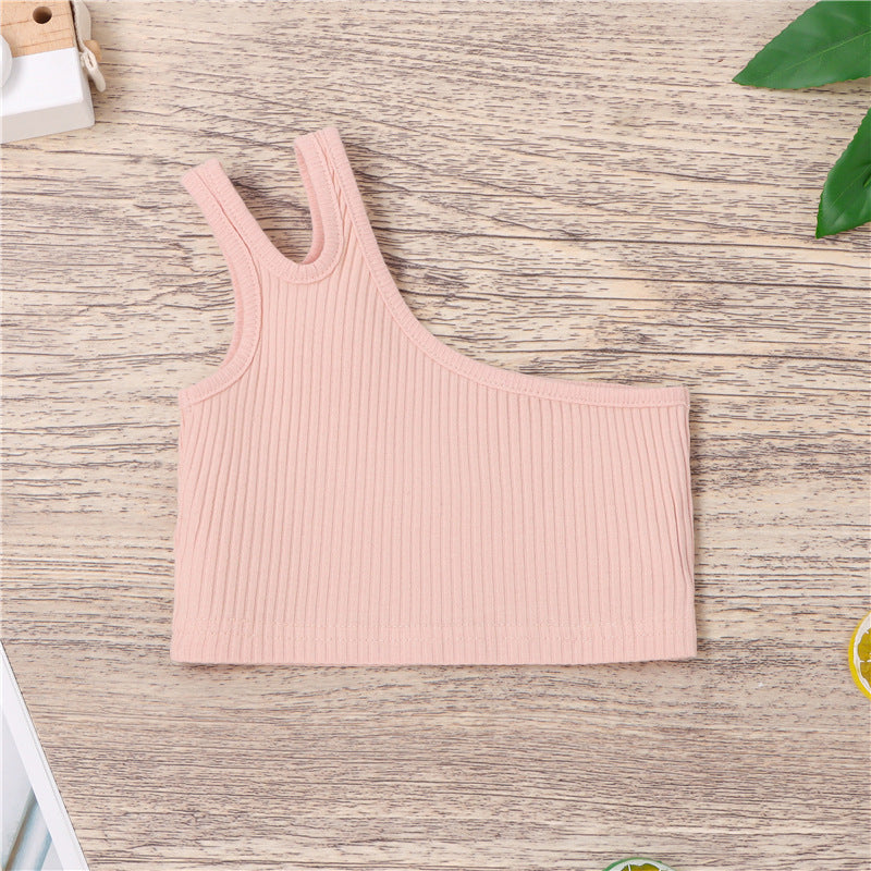 Kids' tank top - summer fashion, european & american style, casual solid color, cotton camisole for girls, trendy pink top