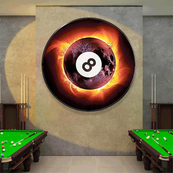 Internet celebrity black eight ball billiards hall luminous decorative painting billiard room snooker club chess room background wall painting