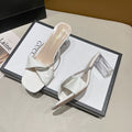 French transparent high heel sandals women's outerwear 2024 summer new sandals easiest for match open toe thick heel crystal slippers