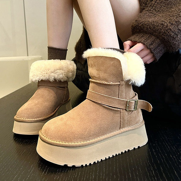 Thick soleknee socks snow boots for women 2025winternew arrivalfleece-linedthickened two-wear northeast snow boots cotton boots