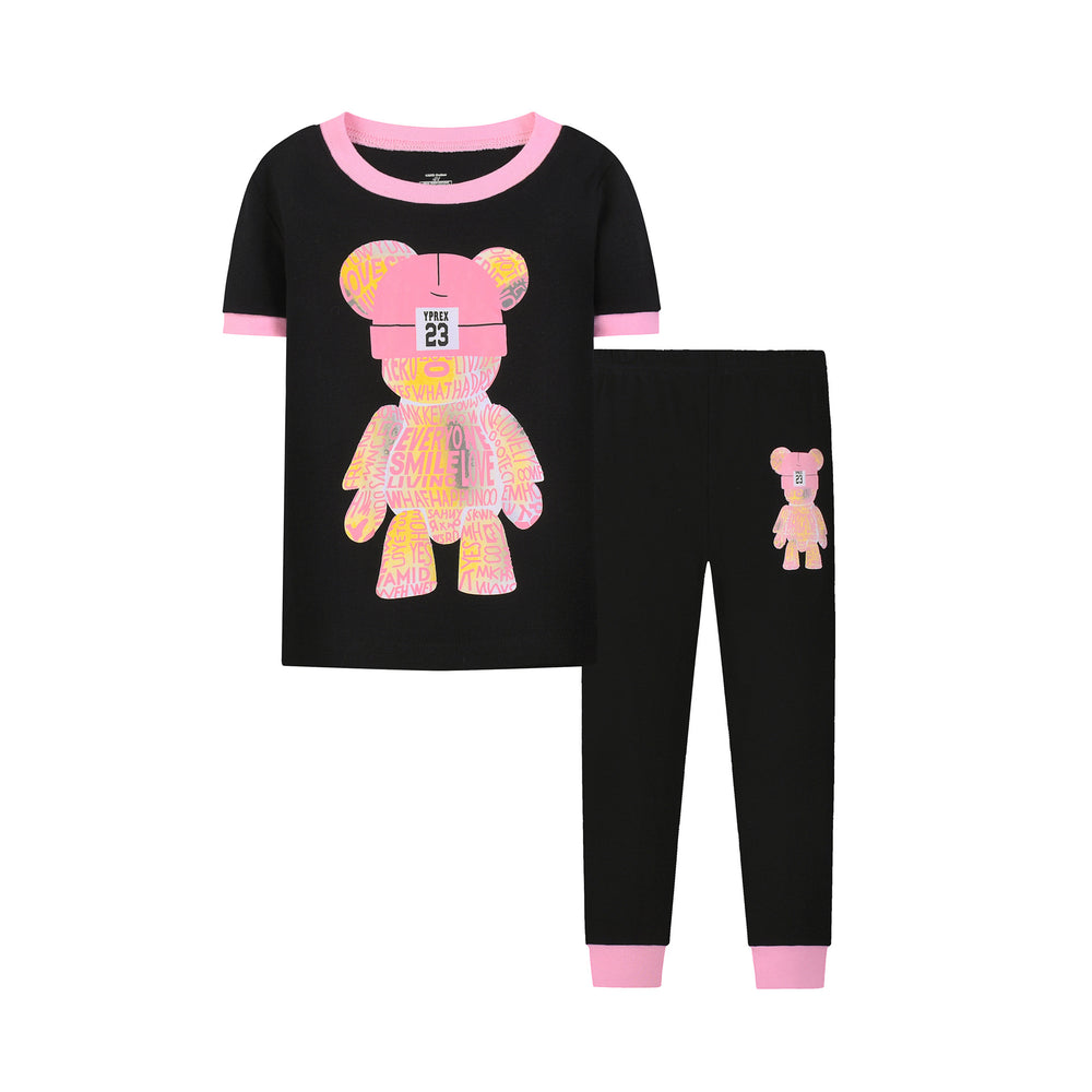 e-commerce product: cute gradient bear short-sleeve and pants set for  and