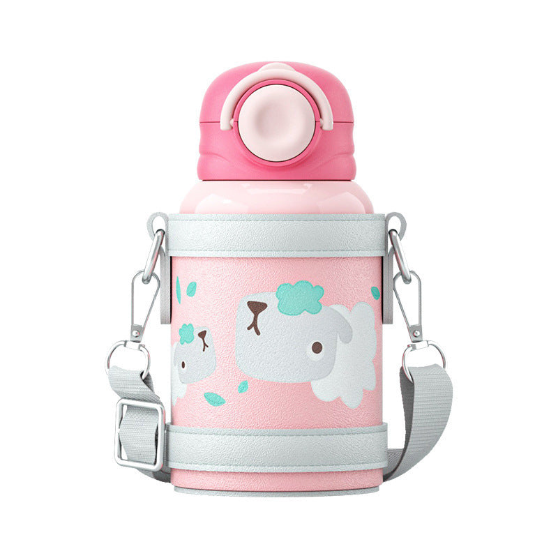 High-style kids' insulated water bottle: food-grade 316 stainless steel, thickened, drop-proof, portable, and with a fun pop-up lid