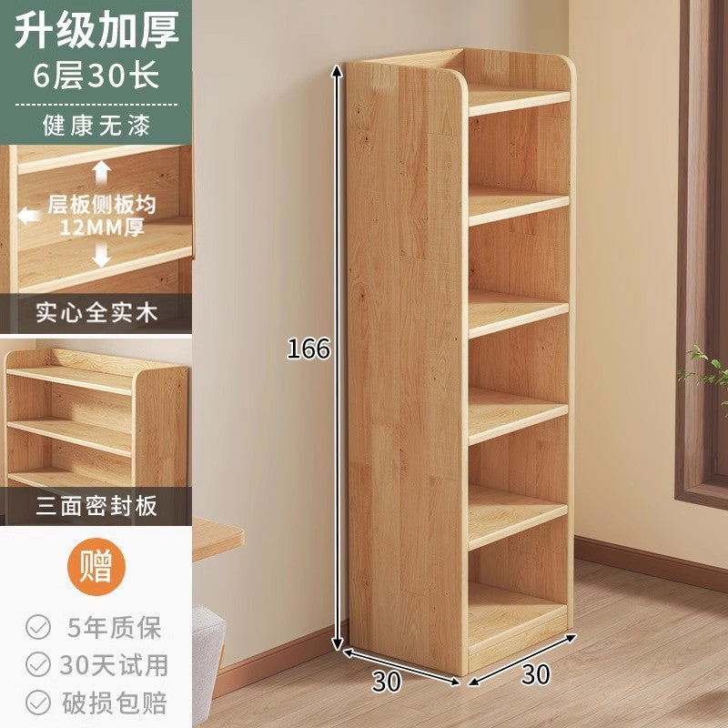 Pure solid wood bookshelf Floor-to-ceiling locker Children's pine storage cabinet Storage against the wall Student household bookcase with door