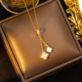 X-01-34 [titanium steel chain copper inlaid zirconium pendant]
