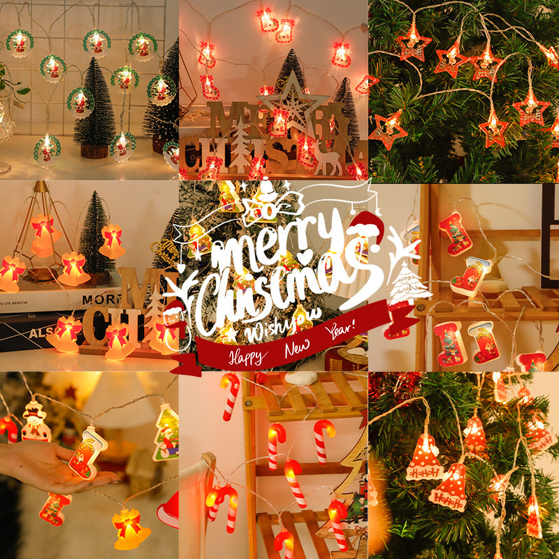 LED Christmas light string battery box snowflake elk Christmas tree decorative light string Santa Claus festive atmosphere lights