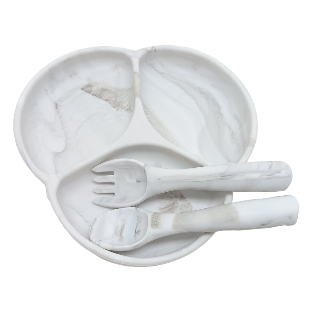 Children's Silicone Tableware Set Baby Food Grade Waterproof Silicone Plate Non-slip Integrated Supplementary Food Plate