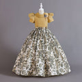 Exportnew arrival children's clothing chiffon retro pattern kids dress girl wearing waist princess dressgirl dress