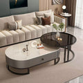 Accessible luxury oval glass coffee table living room for home tea table popular classy marble coffee table tea table adult