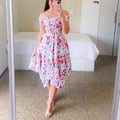 fashion cross-border   one-shoulder asymmetrical off-shoulder short-sleeve digital print dress