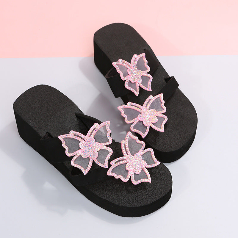 Wholesale in-stock plus size cross-border independent online summer new slip-on bowknot rhinestone sandals women's flip-flops