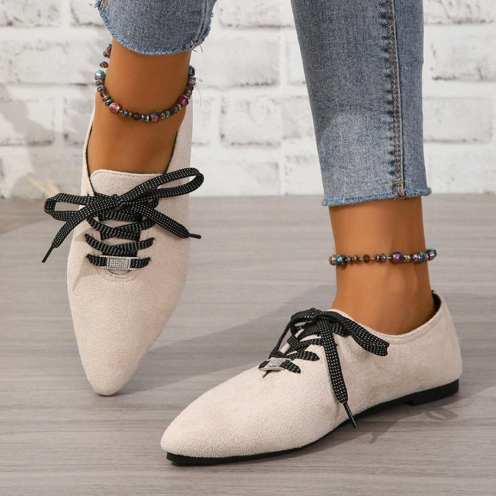 Exportplus size spring new arrivalplaid low heel pointed toe fashion deep mouth soft bottom front tie back tweed styleflats women