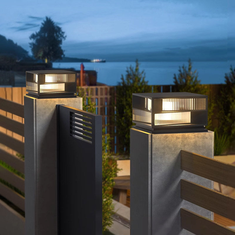 Outdoor solar post cap lights - garden, patio, villa gate, and fence lighting - waterproof post cap lights