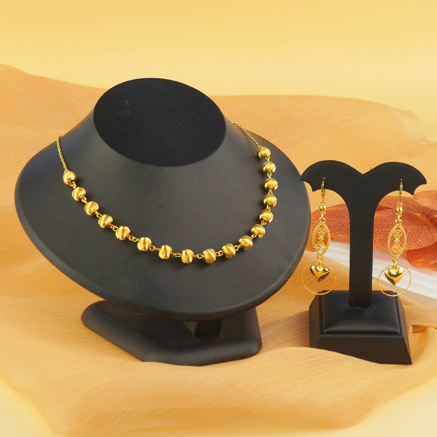 2-piece middle eastern fashion charm bead dubai necklace and earrings set - indian wedding party gift