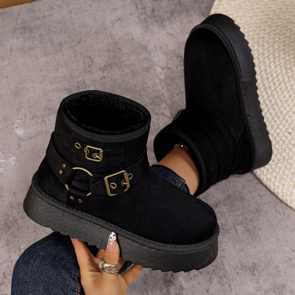plus sizewinternew arrivalthick sole snow boots women's fleece-linedthickened short boots non-slipheattech cotton shoes wholesale