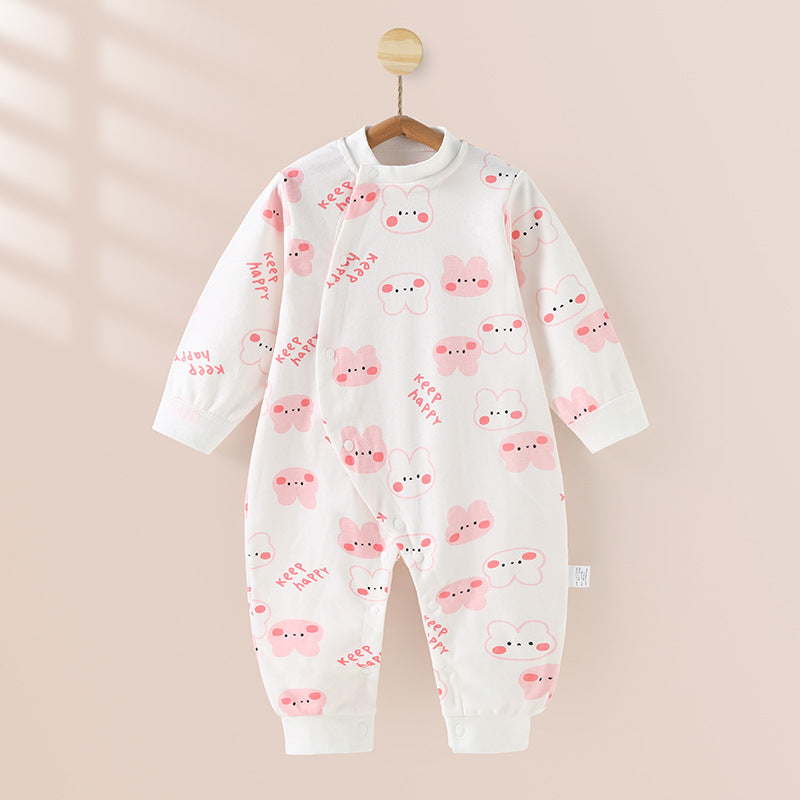 Wholesale baby rompers - spring/autumn pure cotton newborn long sleeve crawling suit 0-2 years old sleepwear baby onesie autumn outfit