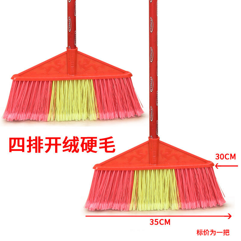 Shuanglong open wire hard hair plastic broom single household sanitation sweeping water outdoor broom head wholesale school factory