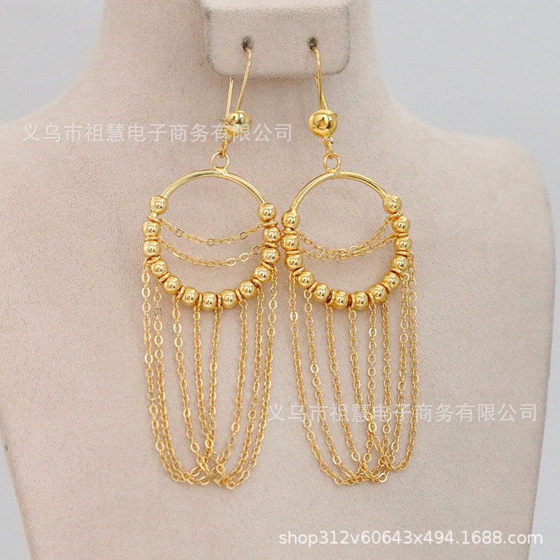 24k gold-plated ethiopian women's round earrings for daily wear bridal gift