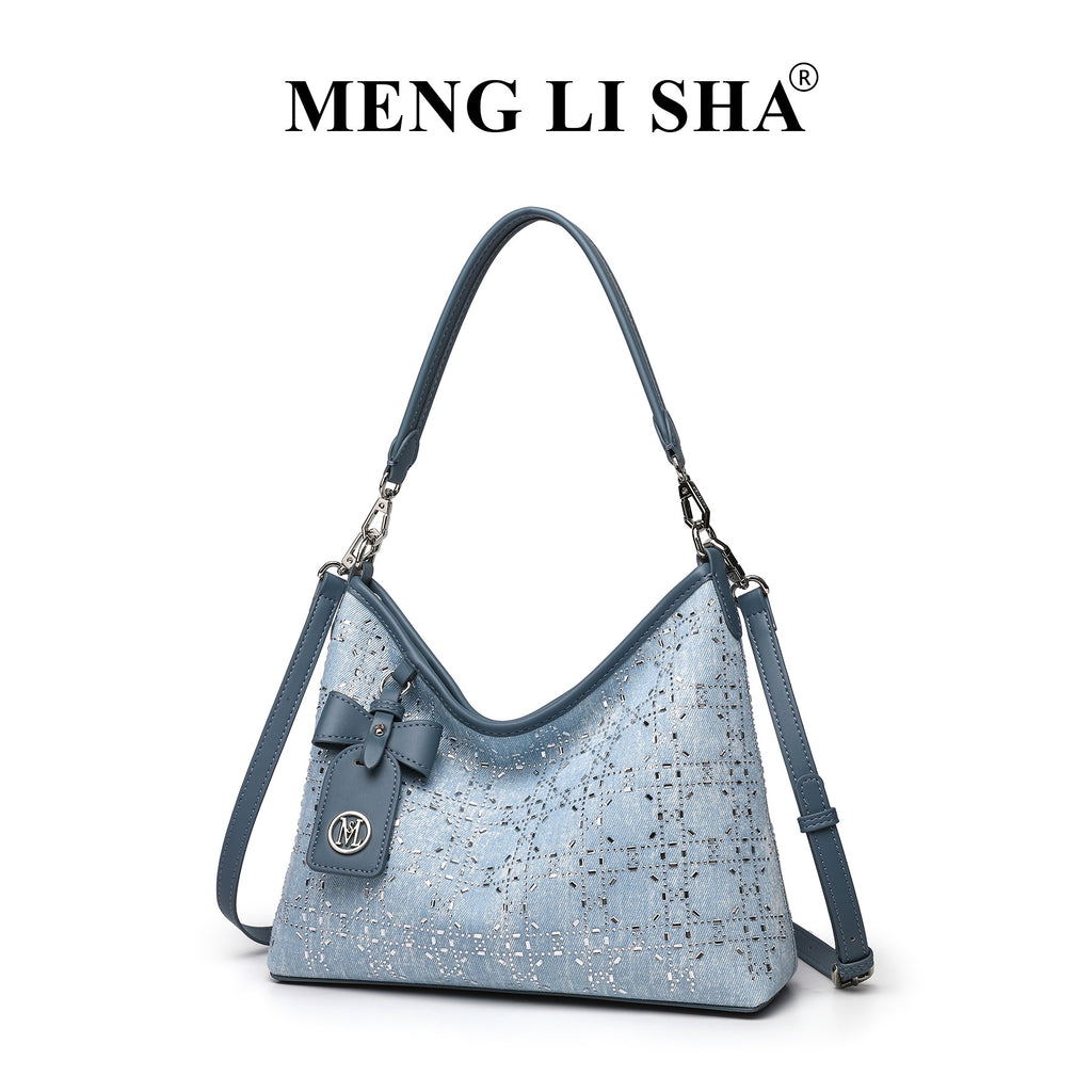 French niche new high-end diamond-encrusted women's shoulder underarm tote bag commuting large-capacity hand carry messenger bag
