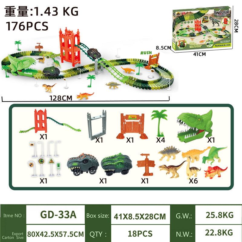 new arrival volcano electric spray dinosaur track assemble variety shape sound and light toy educational boy toy