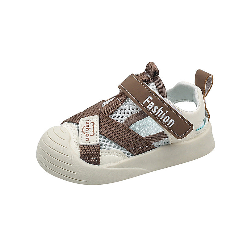 summer mesh shoes new kids sandals soft sole closed toe protective footwear baby boys and girls first walking shoes clogs korean style