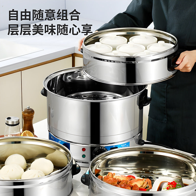 Stainless steel electric steamer, electric steamer, three-layer large-capacity steamed bun steamer, for home steaming all-in-one multi-functional steamer