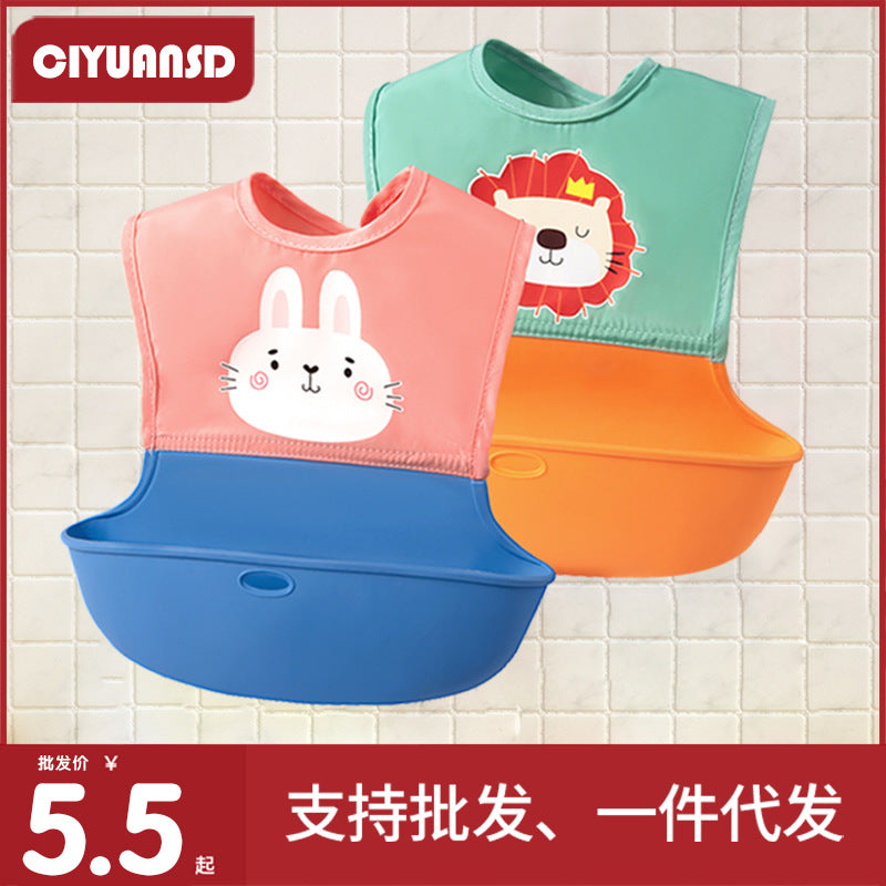 Baby eating bib waterproof anti-dirty infant kids breathable stereo silicone feeding food bib soft children's bib