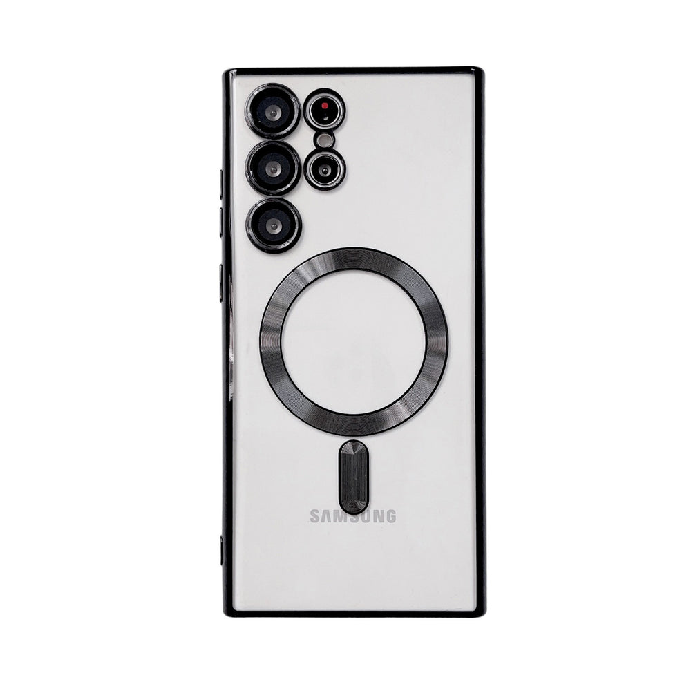 Suitable for samsung s26ultra electroplated magnetic wireless charging mobile phone case a35 all-inclusive lens cd pattern transparent soft case