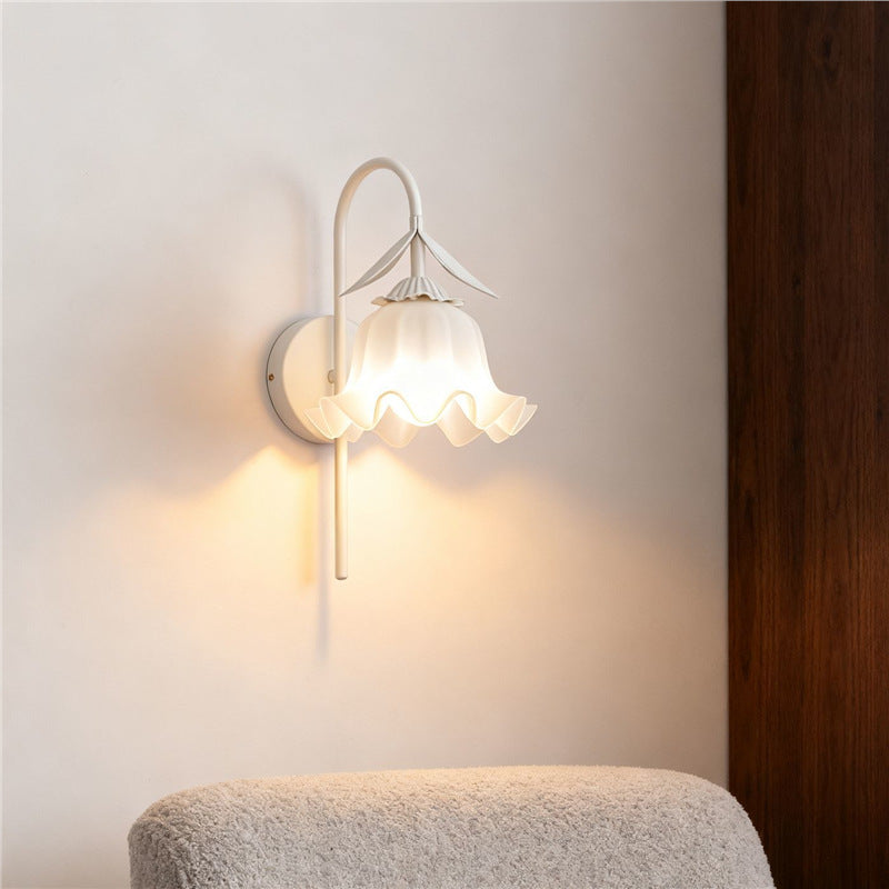 Rattan flower wall lamp nordic french cream lamp bright daily hook light aisle decorative wall lamp