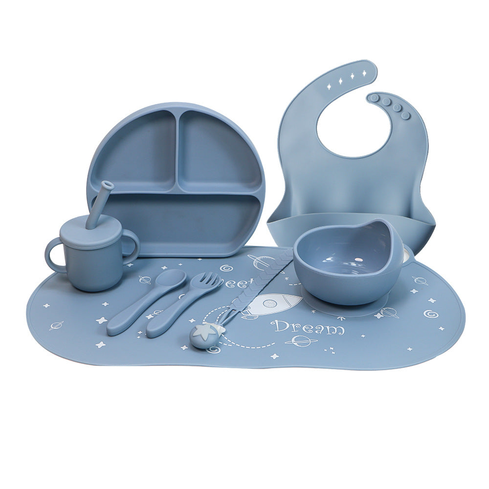 hot seller: baby food-grade silicone utensil set - 8-piece kids' dinnerware set for weaning and feeding