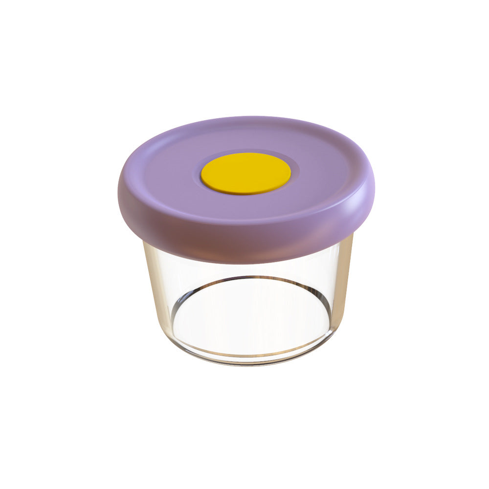 Kids glass food supplement box silicone fresh cover portable tableware box baby food supplement box can be steamed and cooked wholesale storage box