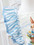 hot-selling girls' woven ruffle sleeve printed bow princess dress - cross-border exclusive for export