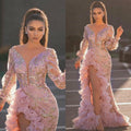 spring/summer new european and american style sexy hip-hugging sequined pink long mesh evening gown with train