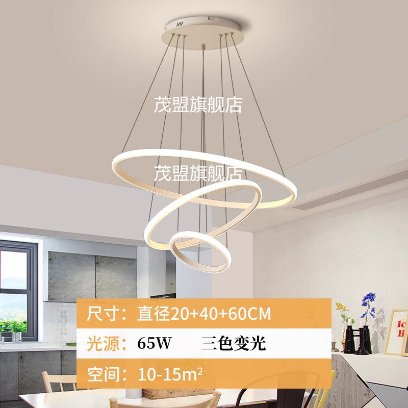Internet celebrity LED ring chandelier bedroom restaurant light simple modern creative personality Nordic bar dining room lighting
